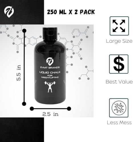 Liquid Chalk, Mess Free Gym Chalk for Weightlifting, Gymnastics, Rock Climbing, Dancing, and Lifting. Sweat Resistant and Long Lasting for Stronger Hand Grip. Package May Vary.