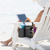 Beach Chair Cup Holder, Chair Side Organizer Easily Attached to Armrest with 2 Self-Adhesive Fastener Strap, Hanging Chair Attachment for Water Bottle, Sunglasses, Phone, Snack, etc..