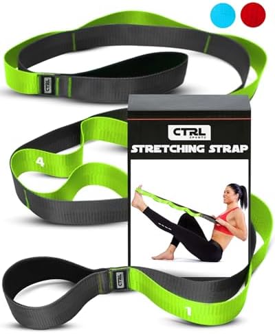 Stretching Strap with Loops - Non Elastic Stretch Band for Physical Therapy, Yoga Strap for Stretching Equipment, Stretch Bands for Exercise and Flexibility - Fascia, Hamstring & Leg Stretcher Belt
