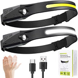 Headlamp Rechargeable 2Pack, Rechargeable LED Headlamp，230° Wide Beam,with Motion Sensor，5Brightness Modes, IPX6 Waterproof, High Lumen Headlight for Running,Repairing, Camping, Hiking, Fishing