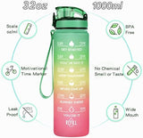 Enerbone Water Bottle, Leakproof BPA & Toxic Free, Motivational Water Bottle with Times to Drink and Straw, Fitness Sports Water Bottle with Strap for Office, Gym, Outdoor Sports