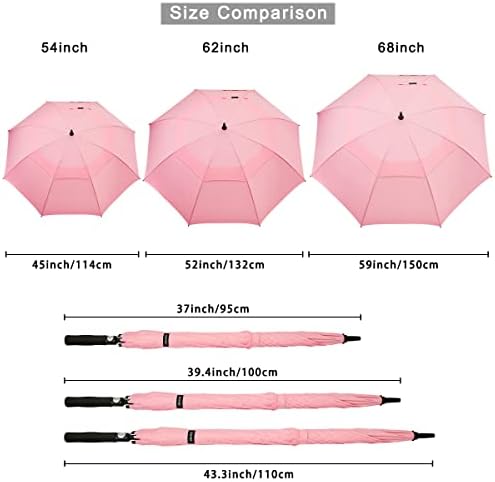 G4Free 47/54/62/68 Inch Automatic Open Golf Umbrella Oversize Extra Large Double Canopy Vented Windproof Waterproof Stick Umbrellas