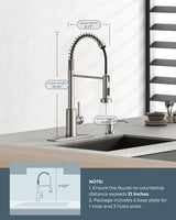 FORIOUS Kitchen Faucet with Soap Dispenser, Brushed Nickel Stainless Steel Spring Sink Faucet with Pull Down Sprayer Transitional Single Handle for Farmhouse Camper Laundry Camper