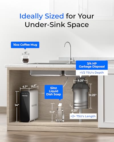 Waterdrop TSU 0.01μm Ultra-Filtration Under Sink Water Filter System, 3-Stage Tankless Undersink Water Filtration with Faucet, Smart Panel, No Waste Water, No Electricity Required, Does not Lower TDS