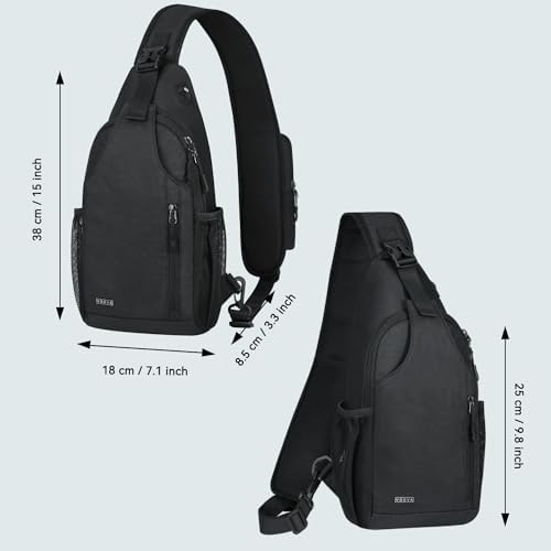Voova Crossbody Sling Backpack Sling Bag for Men Women, Travel Hiking Chest Bag Daypack, Small over the Shoulder Backpack