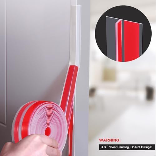 T-Shaped Clear Silicone Seal Strip for Door & Windows Gaps,Weather Stripping Door Seal Strip，20Ft Door Draft Stopper for Side of Door