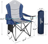 Fully Padded Camping Chair, Oversized Heavy Duty Lawn Chair with Cooler Bag,Side Pocket,Cup Holder Support 400 lbs