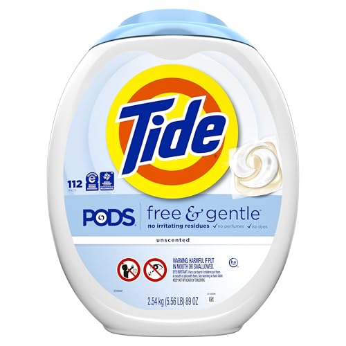 Tide PODS Free & Gentle Laundry Detergent Soap Pacs, 112 Count, Tide PODS Laundry Detergent