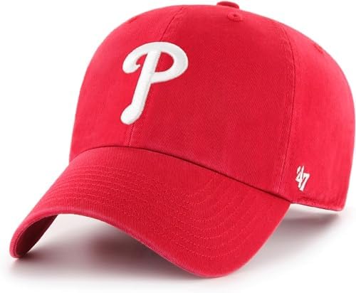 47 Brand MLB Team Color Home Primary Logo Clean Up Adjustable Baseball Cap Hat, Adult One Size Fits All