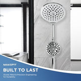 Dual Handheld Shower Head Combo, 2-in-1 Rain Shower Heads System 8 Inch Rainfall Shower Head and 10 Modes High Pressure Hand Held Showerhead with Built-in Power Wash