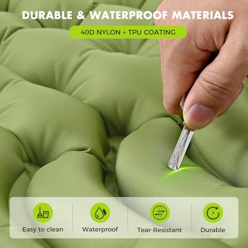Camping Sleeping Pad,Double Sleeping Pad for Camping-Self Inflating 4" Extra-Thick for 2 Person with Pillow Built-in Foot Pump Inflatable Sleeping Mat for Backpacking,Hiking,Traveling,Tent