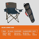 Kelty Deluxe Lounge Chair – Folding Outdoor Camp Chair, Insulated Cupholders, Customized Recline, Steel Frame, Padded Roll Storage, 2024 (Deep Lake)