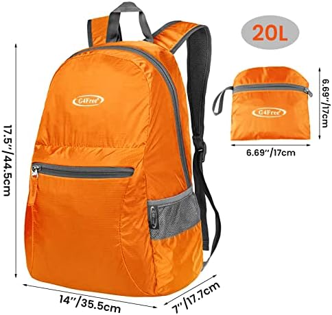 G4Free 20L Lightweight Packable Backpack Travel Hiking Daypack Foldable Backpack for Men Women