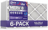 BNX TruFilter 14x25x1 Air Filter MERV 8 (6 Pack) - MADE IN USA – Dust & Pet Defense Electrostatic Pleated Air Conditioner HVAC AC Furnace Filters for Dust, Pet, Mold, Pollen MPR 600 – 700 & FPR 5