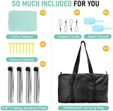 Beach Tent Sun Shelter Beach Canopy Tent Sun Shade Pop Up 10x10 UPF50+ with 8 Sandbags-2 Sand Shovel-Portable 4 Aluminum Poles-Ground Pegs-Easy Setup for Outdoor Family Camping Fishing Picnic