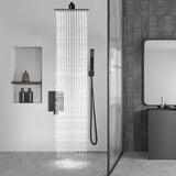 Aolemi Shower Faucet Set Rain Shower System with Handheld Spray Bathroom Shower Combo Rough-in Valve and Shower Trim Kit Included Matte Black 8 Inch Wall Mount Shower Head