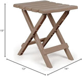 Camco Adirondack Portable Outdoor Camping Small Weatherproof Rustproof Durable Plastic Folding Side Table for Indoor and Outdoor Use, 2 Pack, Taupe