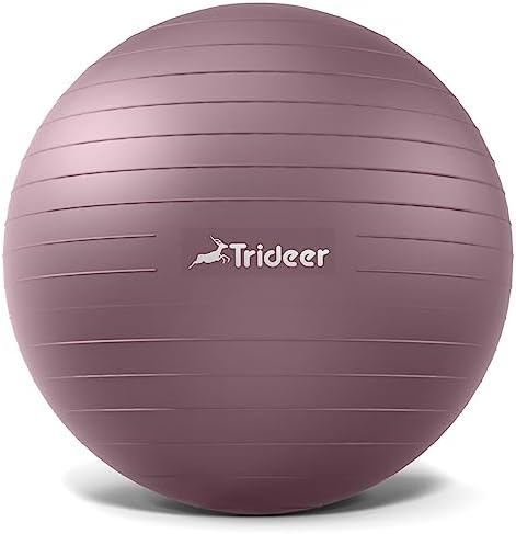 Trideer Yoga Ball - Exercise Ball for Workout pilates Stability - Anti-Burst and Slip Resistant for physical therapy, Birthing, Stretching & Core Workout, Office Ball Chair, Flexible Seating, Home Gym