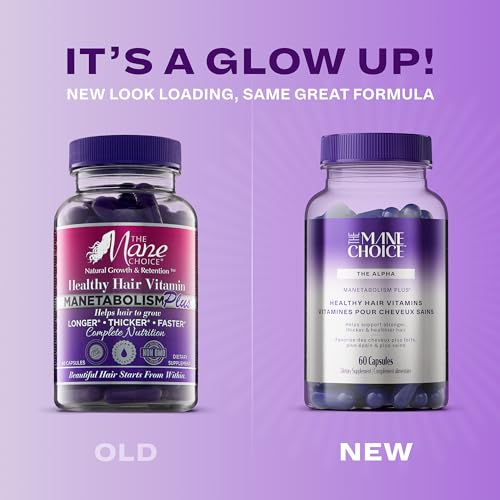 The Mane Choice MANETABOLISM Plus Healthy Hair Growth Vitamins - Supplements for Longer, Thicker, Healthier Hair - Hair Skin & Nails Vitamins for Women & Men (60 Capsules) Packaging May Vary