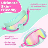 Vvinca 2 Pcs Kids-Swim-Goggles with Nose Cover, Swimming Diving Mask Wide View Anti Fog UV Anti Shattered Lens for Kids 3-6