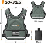 APEXUP Adjustable Weighted Vest, 4-10lb/12-18lb/20-32lb Vest with 6 Ironsand Weights and Large Pocket, Weight Vest for Men Women Strength Training, Running, Walking