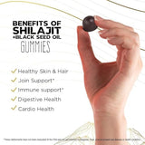 Pure Shilajit Supplement Gummies with Black Seed Oil, High Potency Pure Himalayan Resin for Energy, Immune Support, and Cognitive Function, Lab Tested Chewables