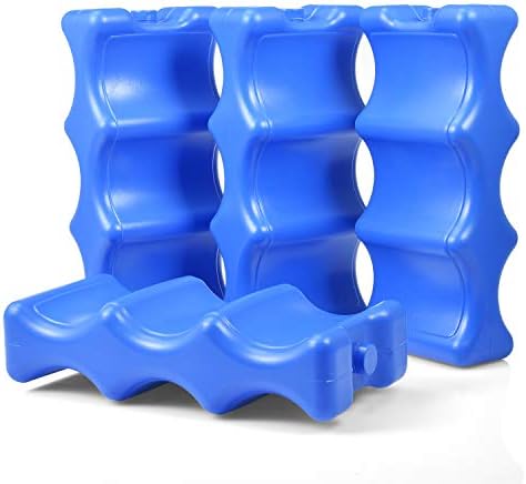 Cold Freezer Cool Ice Packs Double Sided Contoured Reusable Long Lasting for Breast Milk Baby Bottles Cool Storage Insulated Bags, Lunch Box Soda Beer Can Coolers(600g,Set of 4)