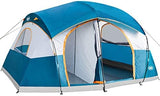 UNP Camping Tent 8/9 Person, Family Camping Tent, 5 Large Ventilation Mesh Windows, 14'x14'x78 inches Tall with Dividers Curtain for 2 Room