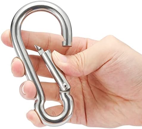 sprookber Stainless Steel Spring Snap Hook Carabiner - 304 Stainless Steel Clips, Set of 6