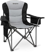 KingCamp Oversized Camping Folding Chair, Heavy Duty 450 LBS with Lumbar Support, Padded seat with Cup Holder&Cooler Bag, Ideal for Camp, Fishing, Sports event, Backyard, Patio, Lawn