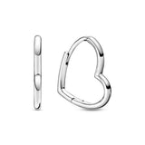PANDORA Asymmetrical Heart Hoop Earrings - Timeless Earrings for Women - Gift for Her - Made with Sterling Silver - With Gift Box