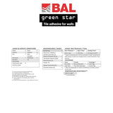 BAL Ready Mix Adhesive | Ceramic Tile Mosaic | Tile Adhesive For Walls | 15KG Tub | Green Star