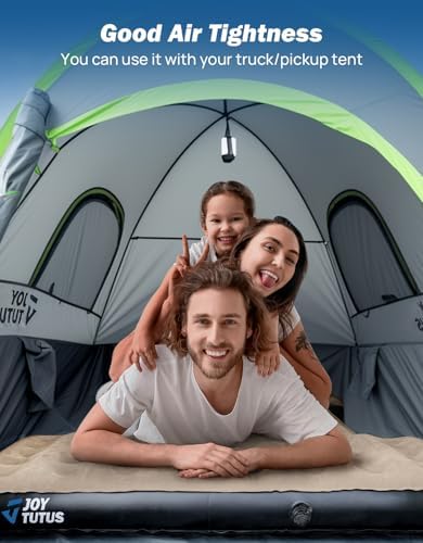 JOYTUTUS Truck Bed Mattress for 5.5-5.8Ft, Full Size Inflatable Mattress Pickup Short Beds for Outdoor Camping, with Carry Bag & Cup Holder & Cavity Design, Camel&Black