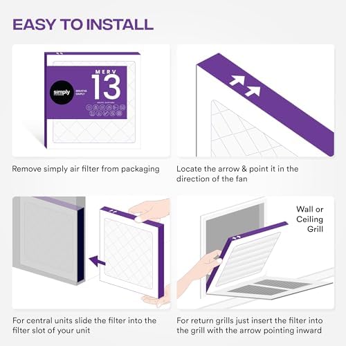 Simply 12x24x1 Air Filter, Merv 13, MPR 1500, 6 Pack, For Home AC Furnace & HVAC (Actual Size: 11.75"x23.75"x0.75") DUST, Pet, & Allergy Control
