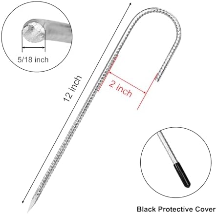 CEWOR 30 Pack 12 Inch Rebar Stakes, J Hook Galvanized Ground Stakes Heavy Duty Chain Link Fence Stakes Metal Ground Anchors for Tent Camping, Trampoline, Outdoor Garden Decorations