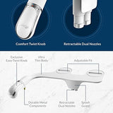 Bio Bidet SlimTwist Simple Toilet White with Dual Nozzle, Fresh Water Spray, Non Bidet Attachment, 1 Pack