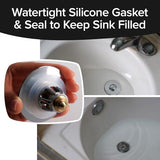 Drain Magic AS-SEEN-ON-TV Replace Broken or Missing Bathroom Drain Stoppers in Seconds, No Tools, Push To Fill, Hair Catcher Prevents Clogs, Watertight Silicone Seal,Chrome Plated Solid Brass