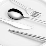Travel Cutlery Set - 18/8 Stainless Steel Reusable Utensils with Metal Case, Portable Silverware for Camping, Office, Travel & Outdoor Dining