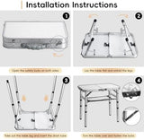 Small Camping Table 2Ft Folding Table 3 Adjustable Height Portable Lightweight Table Aluminum Fold Up Dining Table for Picnic,Beach BBQ,Cooking, Bed Working Outdoor & Indoor