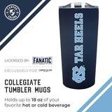 Campus Colors College Stainless Steel, Double Walled, Vacuum Insulated, Reusable Collegiate Tumbler with Slider-Top Lid for Travel, Sports, and Coffee,18 oz (North Carolina Tar Heels - Navy)