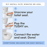 TUSHY Classic 3.0 Bidet Toilet Seat Attachment - A Non-Electric Self Cleaning Water Sprayer with Adjustable Water Pressure Nozzle, Angle Control & Easy Home Installation (Bamboo Knob)