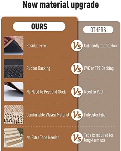 PADOOR Non Slip Stair-Treads, Rubber Backing Stair-Runners for Wooden Steps, 7PCS Residue Free Carpet Stair Treads for Kids and Dogs 8"x30" Beige