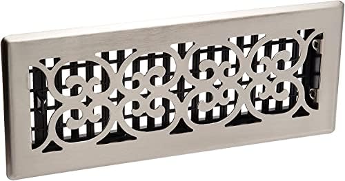 Decor Grates SPH412-NKL Floor Register, 4x12, Brushed Nickel Finish