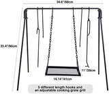 REDCAMP Grill Swing Campfire Grill Stand with Iron Grill Grate, Collapsible Campfire Cooking Rack w/6 Hooks,Portable Cookware Hanging Rack Outdoor Camping Bonfire for Cookware & Dutch Oven,Rectangle