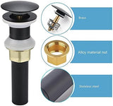 Bathroom Sink Drain,2 Pack Drain Stopper Bathroom Sink Without Overflow,Pop Up Drain Assembly with Detachable Strainer Basket,Built-in Anti-Clogging Strainer,Stainless Steel Mattle Black
