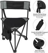 REDCAMP 2 Pack Tripod Camping Chairs Folding Lightweight, Portable 3 Legged Tripod Stool Seat with Backrest, Small Golf Chair Compact for Adults Fishing Hunting, Black