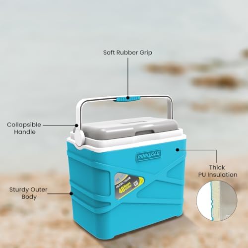 Pinnacle 10 Liter Insulated Cooler Lunch Box -Portable Camping/Picnic Hard Cooler –Coolbox Keeps Cool for 48 hrs. with Ice Retention–Heavy Duty Cooler for Beach, Grill, Travel,Tailgating,Small