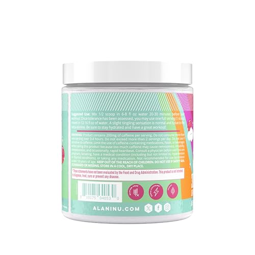 Alani Nu Pre Workout Powder Sherbet Swirl, Amino Energy Boost, Endurance Supplement, Sugar Free, 200mg Caffeine, L-Theanine, Beta-Alanine, L-Citrulline, 30 Servings