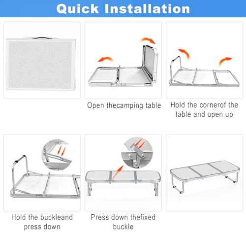AO LI GEI Folding Camping Table Small with Storage Bag,Adjustable Height Portable Picnic Table,Upgraded Thickening Lightweight Outdoor Table Aluminum Legs (Sliver:15.7"x35.4", Height:10.6")