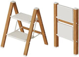 2 Step Lightweight Aluminum Folding Ladder, Portable Step Stool with Anti-Slip Pedals, 330 lbs Capacity for Home, Office, Kitchen（White&Woodgrain）